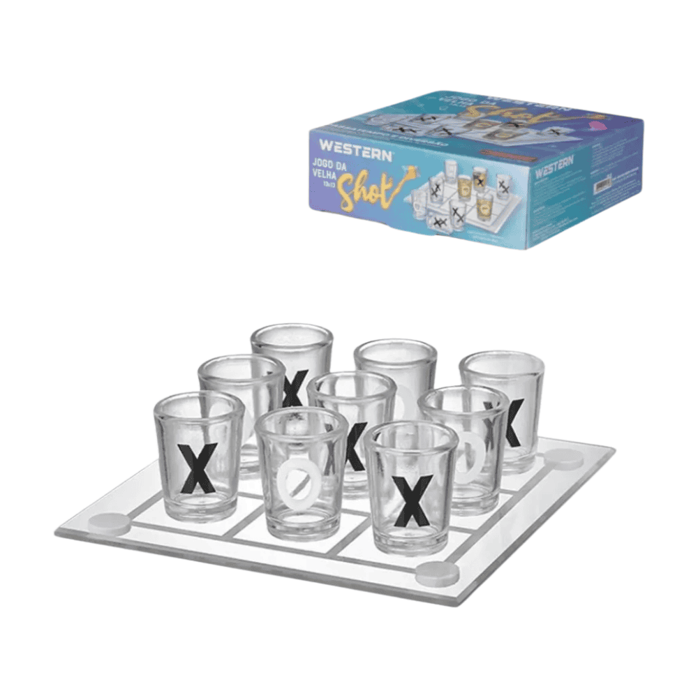 Jogo da Velha Shot Drink Western Tabuleiro 20x20cm