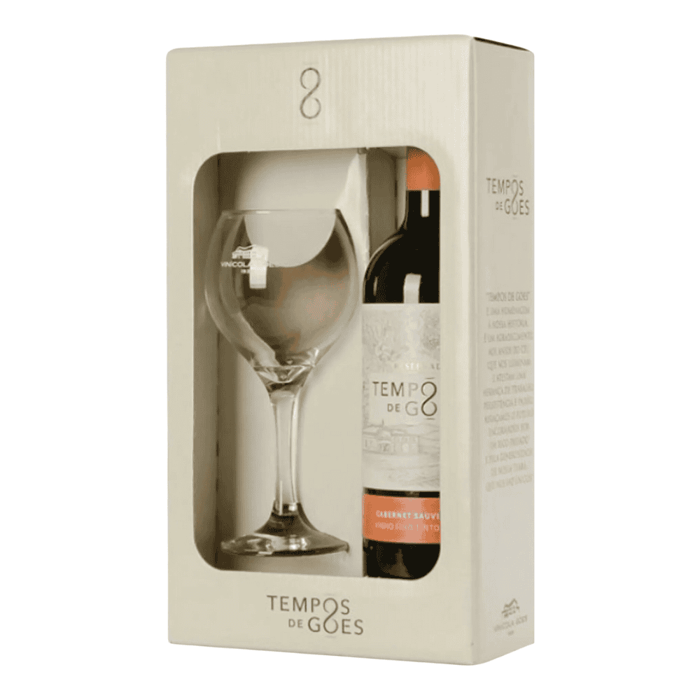 Kit Vinho Góes Reservado Tempos Cabernet Sauvignon Suave 750ml com 1 Taça