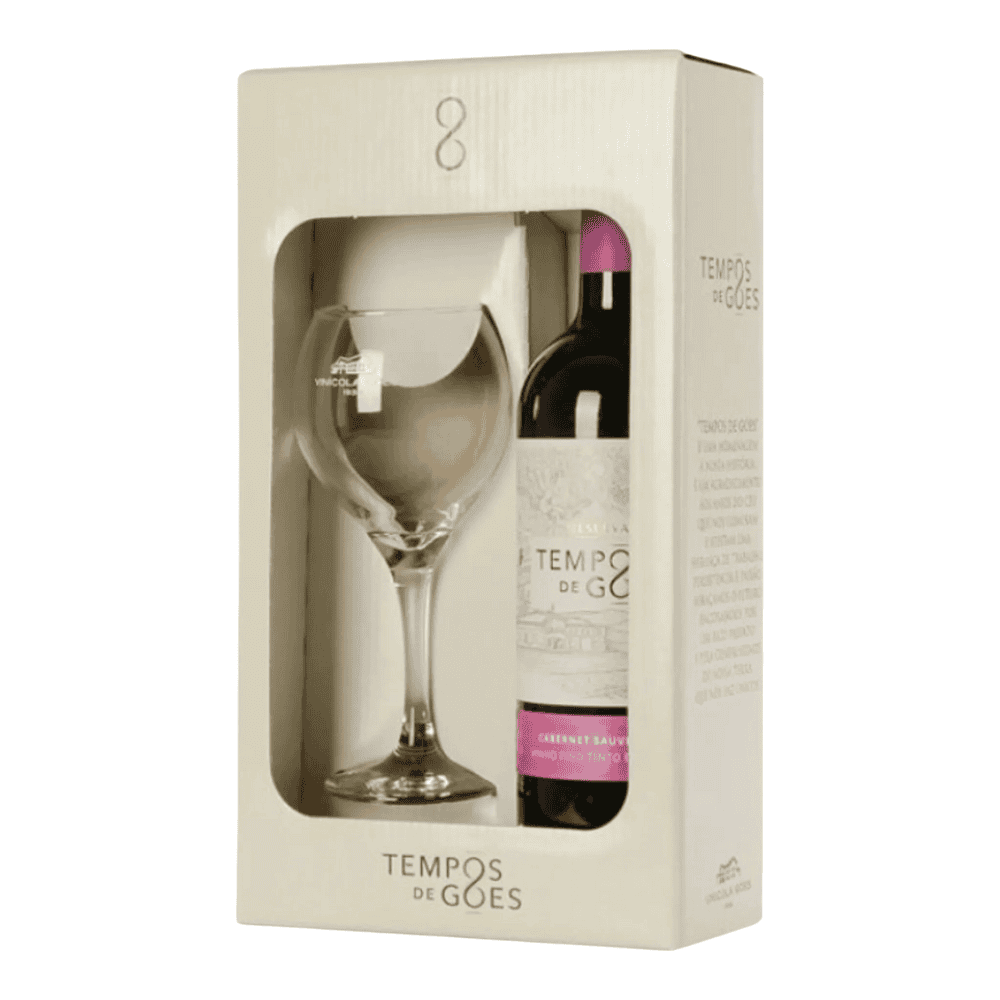 Kit Vinho Góes Reservado Tempos Cabernet Sauvignon Demi 750ml com 1 Taça