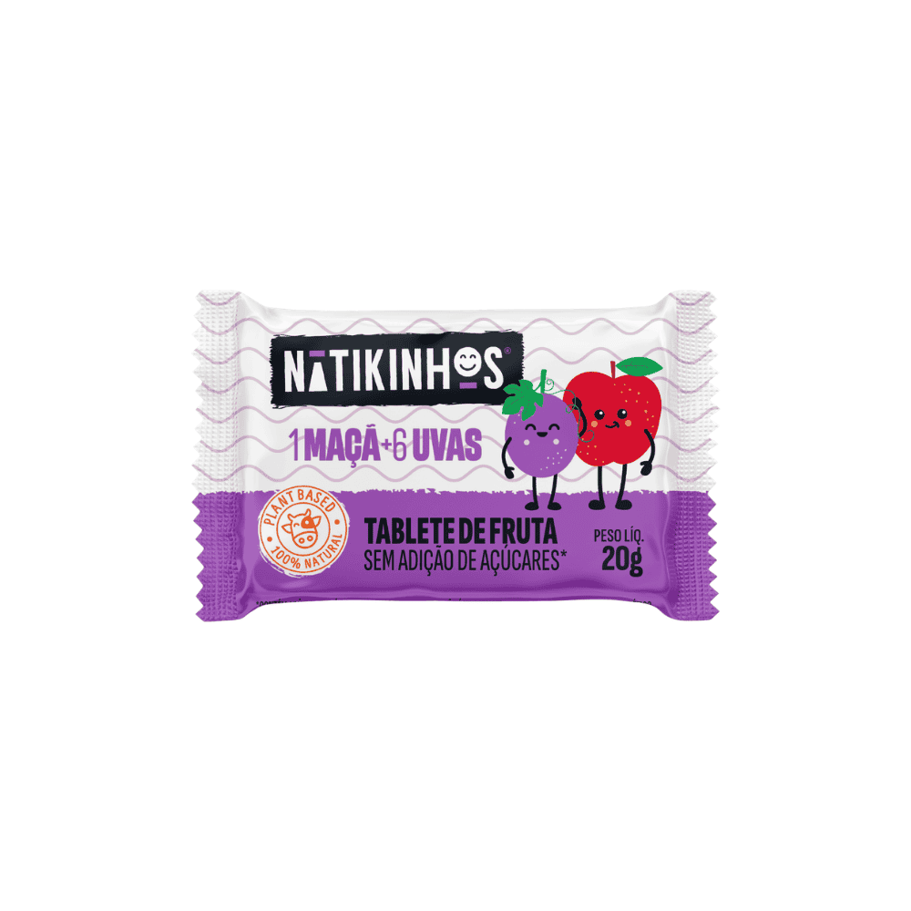 Tablete de Frutas Maçã e Uva Nátikos 20g