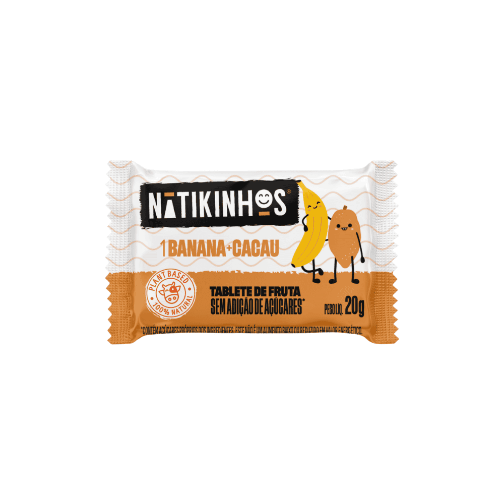 Tablete de Frutas Banana e Cacau Nátikos 20g