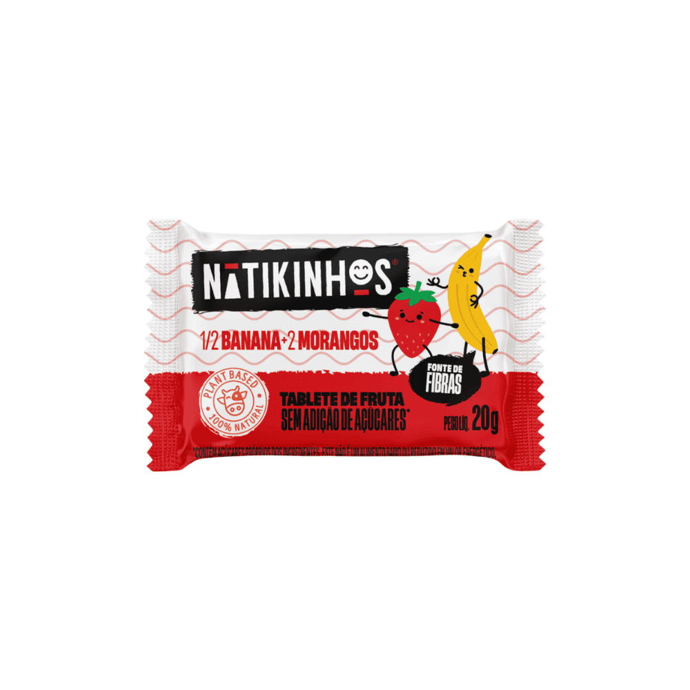 Tablete de Frutas Banana e Morango Nátikos 20g