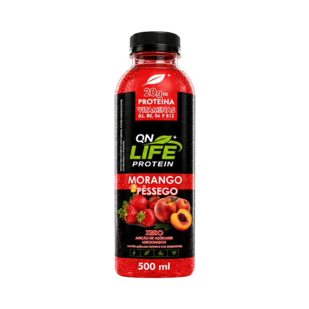 Bebida QN Life Protein Morango com Pêssego 500ml