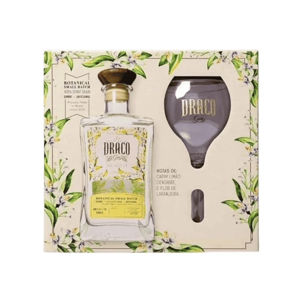Kit Gin Draco Néroli 750ml + Taça de Vidro