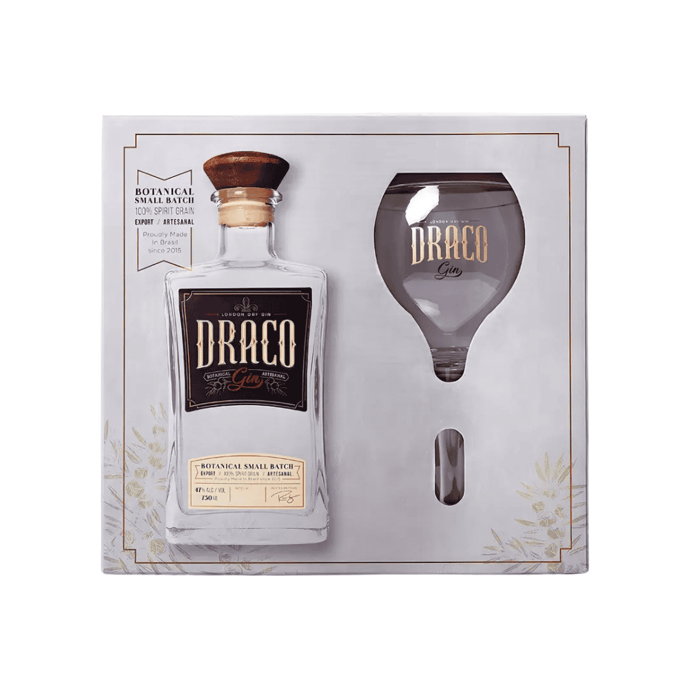 Kit Gin Draco London Dry 750ml + Taça de Vidro