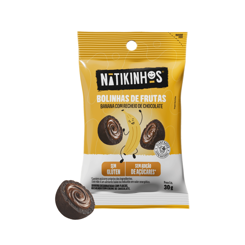 Bolinhas de Frutas Recheadas Banana com Chocolate Nátikos 30g