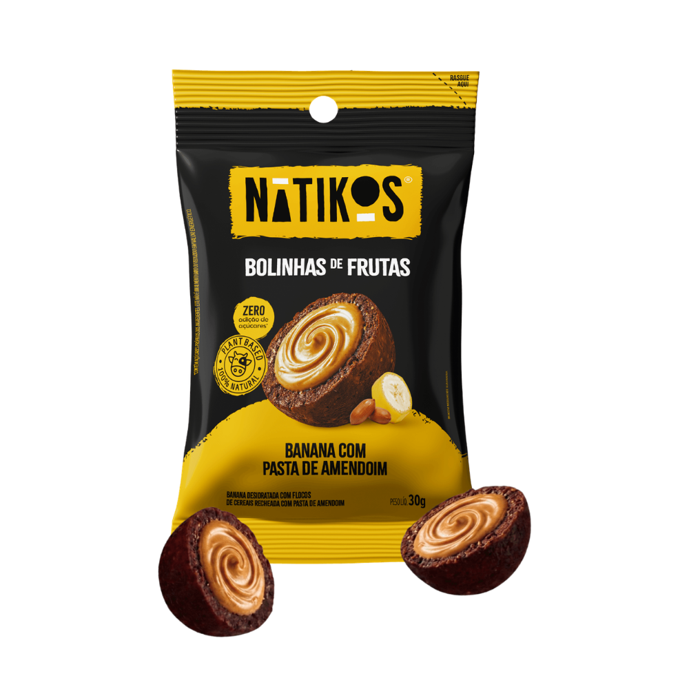Bolinhas de Frutas Recheadas Banana com Pasta de Amendoim Nátikos 30g