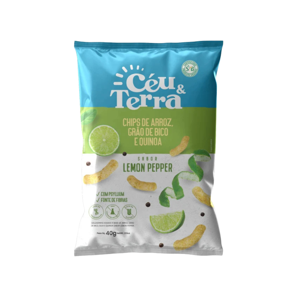 Chips de Arroz Céu e Terra Lemon Pepper 40gr
