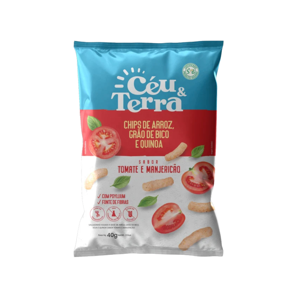 Chips de Arroz Céu e Terra Tomate e Manjericão 40gr