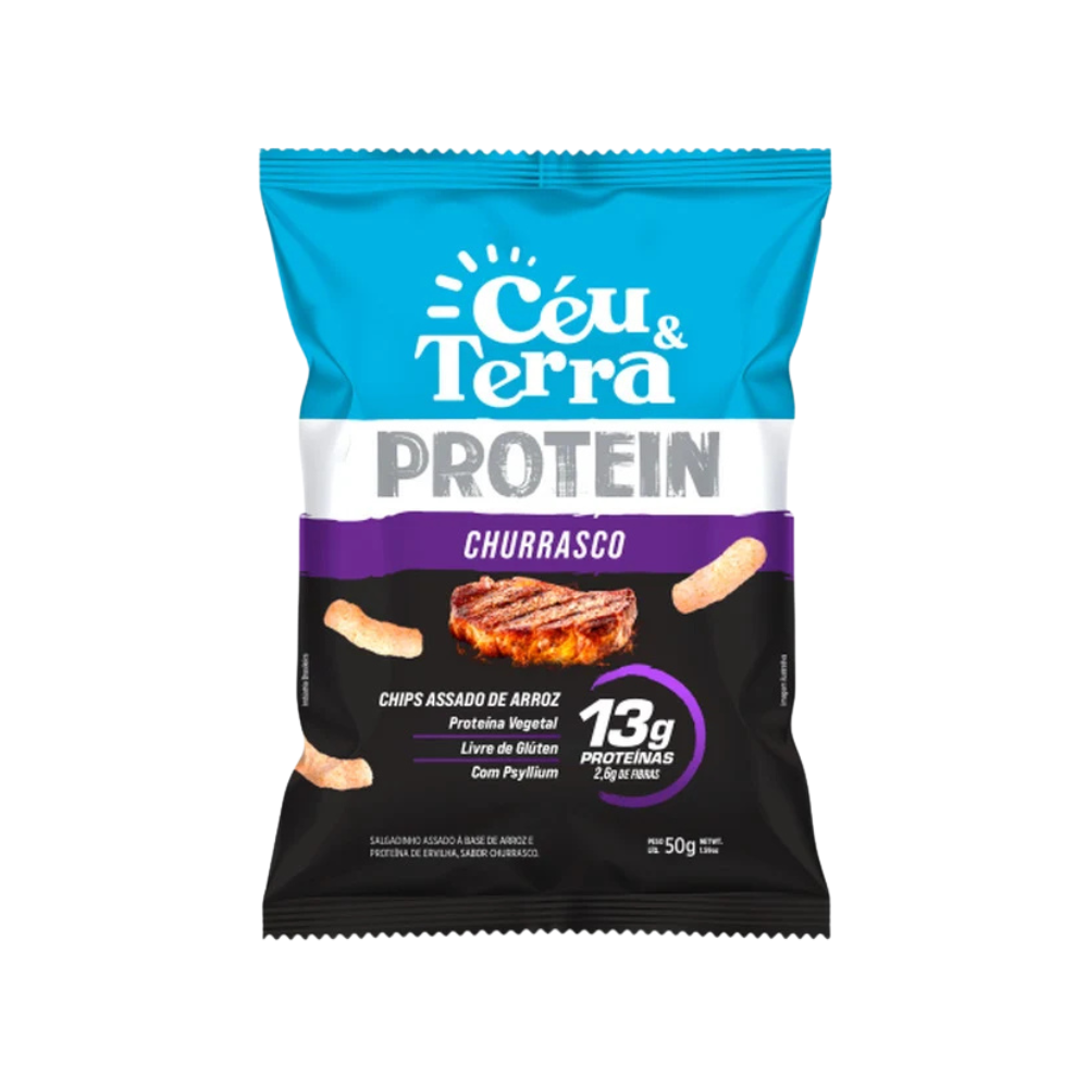 Chips de Arroz Proteico Céu e Terra Churrasco 50gr